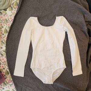 Bloch White Long Sleeve Bodysuit for Kids